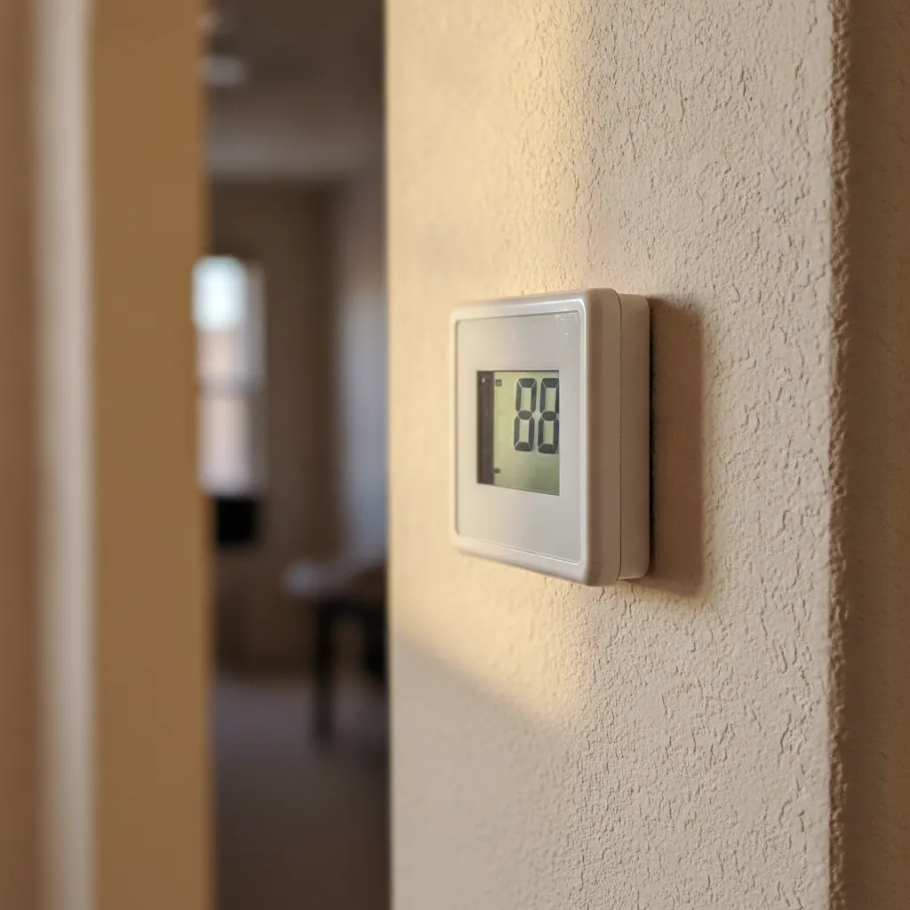 A home thermostat display showing 88 degrees during an AC not-cooling call