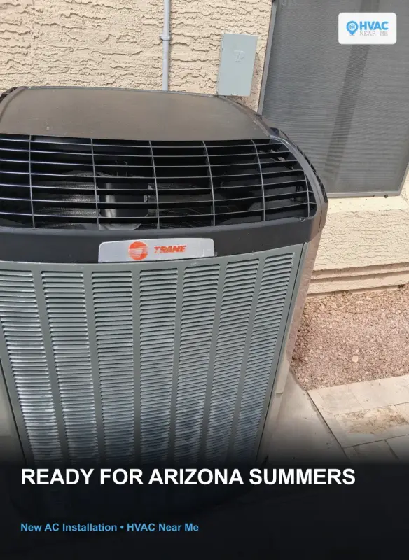 New AC condenser installation ready for Arizona summer, HVAC Near Me