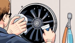 Image of a furnace blower motor being cleaned