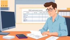 Image of a person reviewing HVAC maintenance contract costs