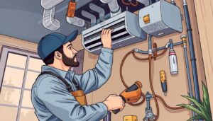 Image of a professional HVAC technician installing a new HVAC system