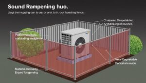 Image of a sound-dampening fence around an outdoor HVAC unit